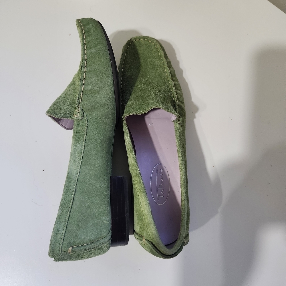 Talbots Green Suede Loafers Slip On Shoe 5.5 Preppy Old Money Minimalist Classic - Picture 6 of 12
